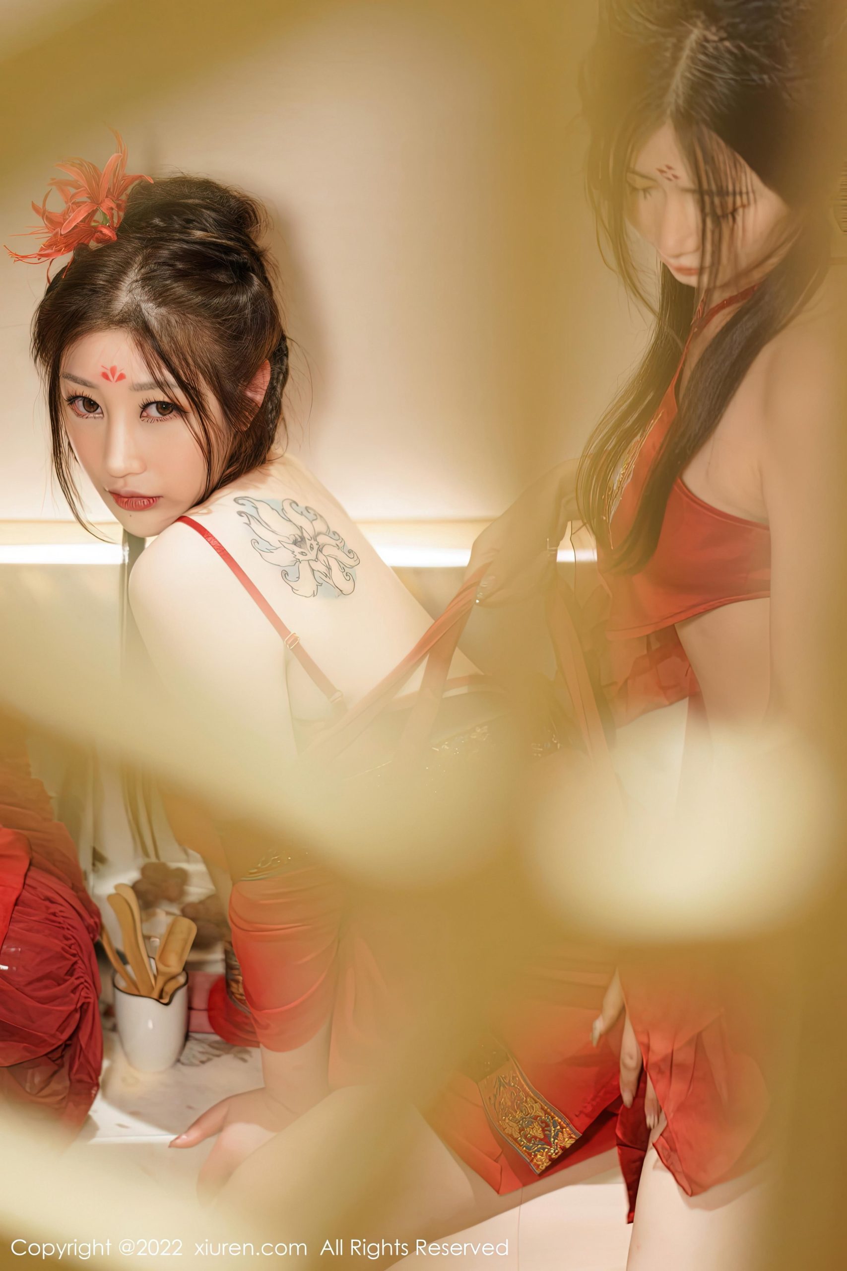 [Xiuren秀人网]2022.12.30 NO.6068 模特合集 laura阿姣 妲己_Toxic 红色透视古装加肚兜性感私房写真集