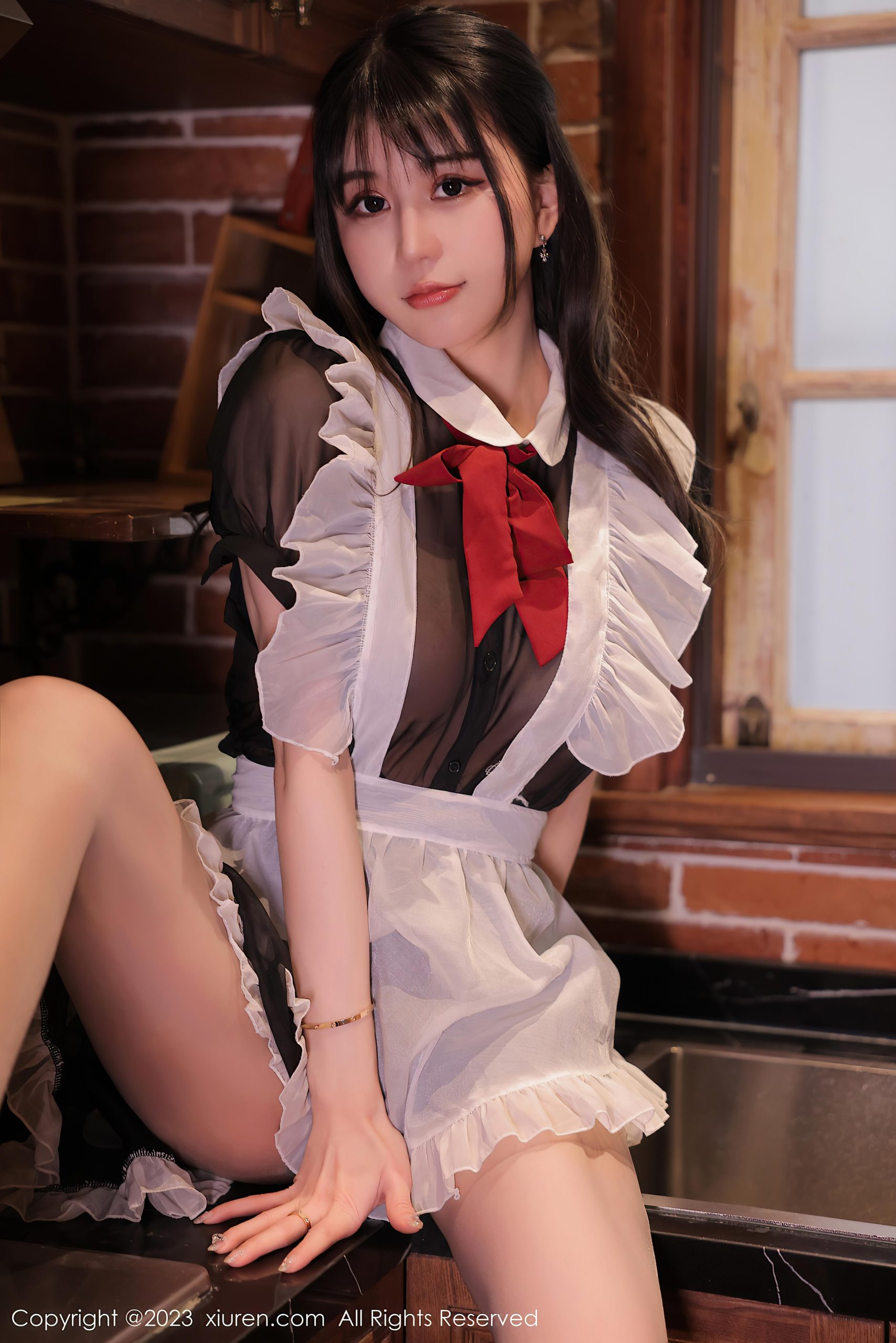 [XiuRen秀人网]2023.02.23 VOL.6310 tina_甜仔 透视情趣女仆制服加肉丝美腿性感私房写真集