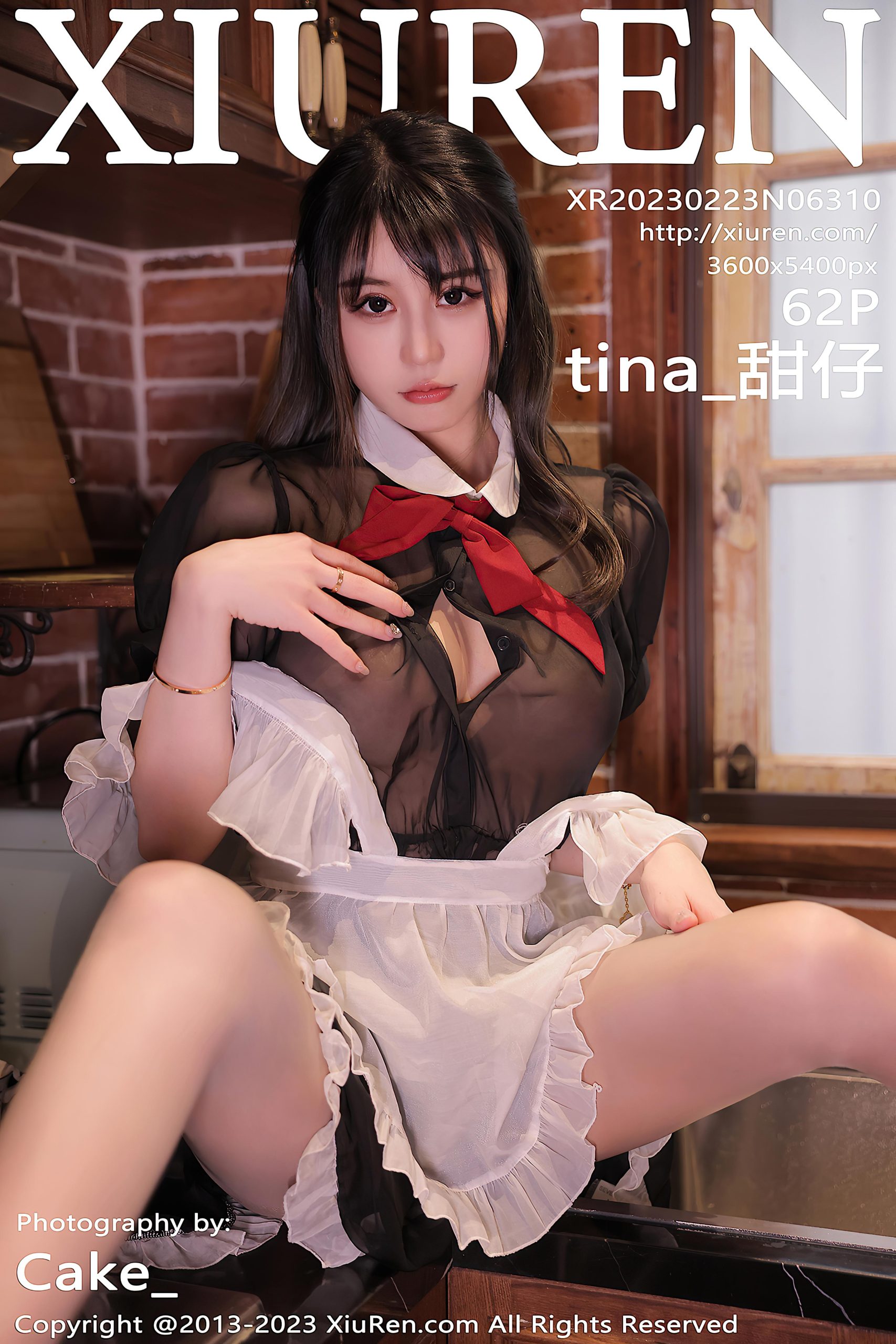 [XiuRen秀人网]2023.02.23 NO.6310 tina_甜仔 透视情趣女仆制服加肉丝美腿性感私房写真集-秀人网官方网站