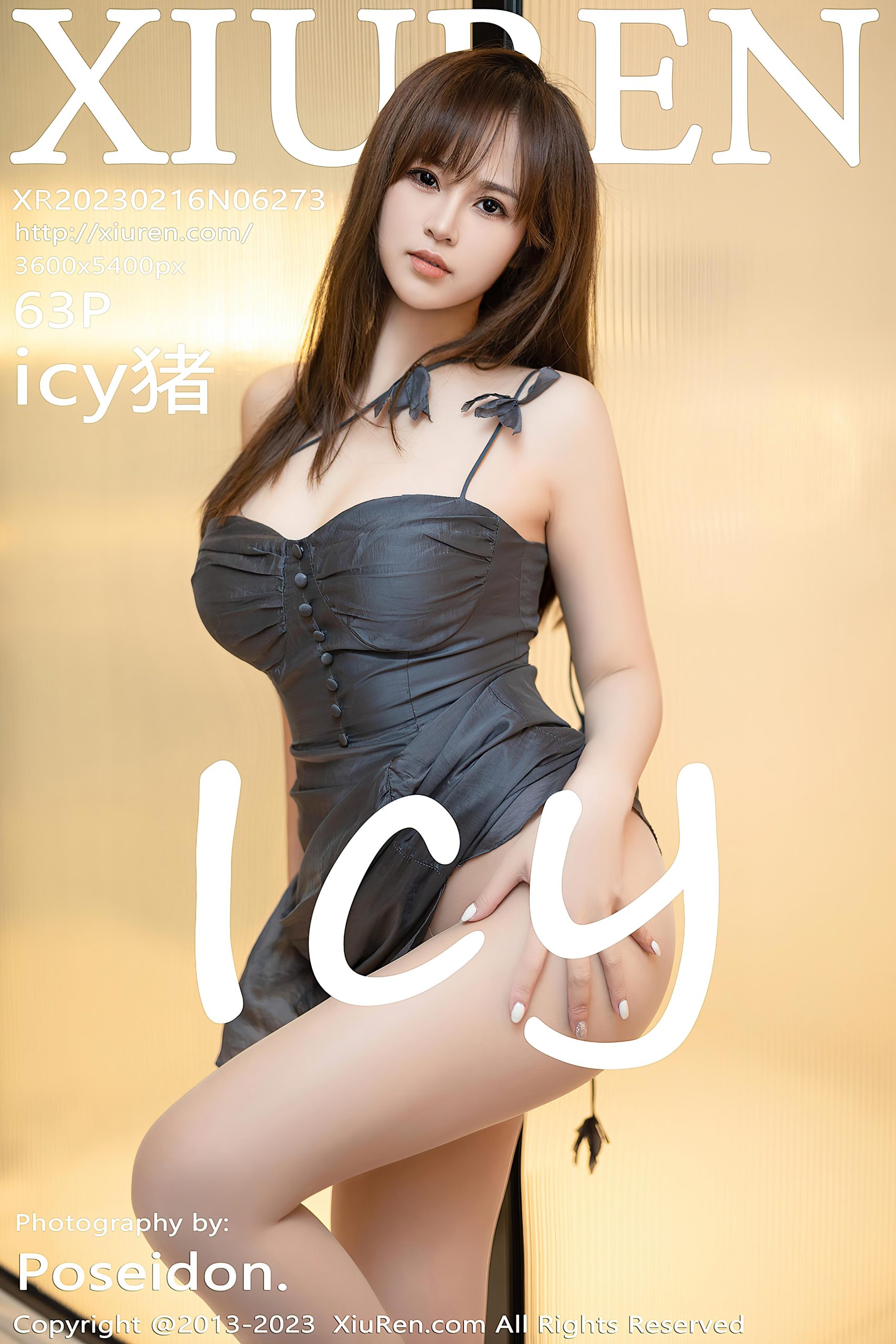 [XiuRen秀人网]2023.02.16 NO.6273 icy猪 灰色吊带透视连衣裙加肉丝美腿性感私房写真集-秀人网官方网站
