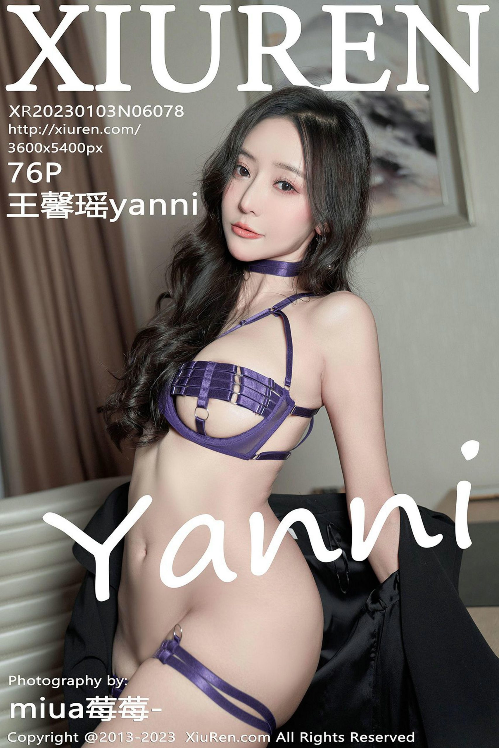[Xiuren秀人网]2023.01.03 VOL.6078 王馨瑶Yanni 黑色连衣裙与紫色情趣内衣加黑丝美腿性感私房写真集-秀人网官方网站