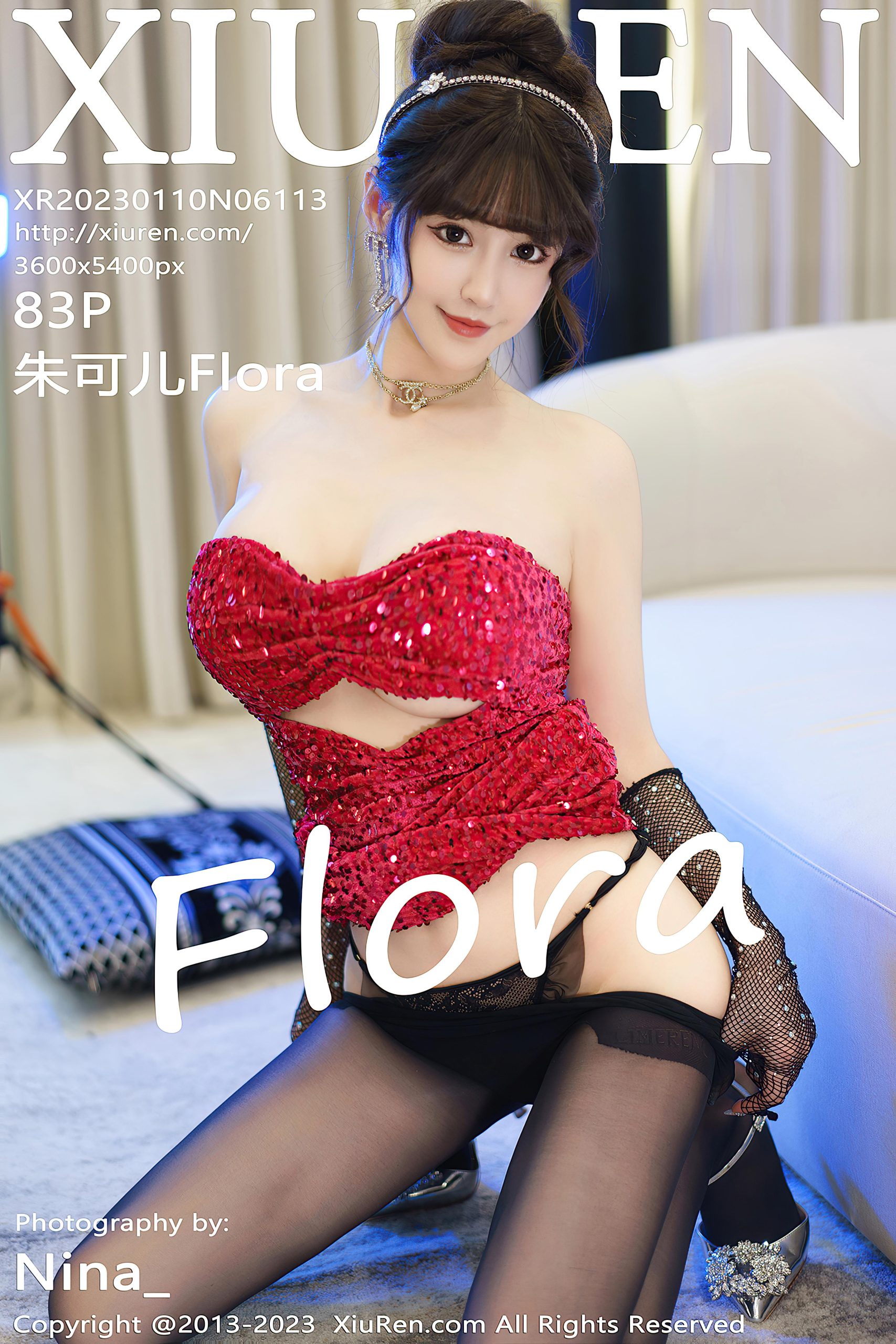 [Xiuren秀人网]2023.01.10 VOL.6113 朱可儿Flora 红色抹胸礼服裙加黑丝美腿性感私房写真集-秀人网官方网站