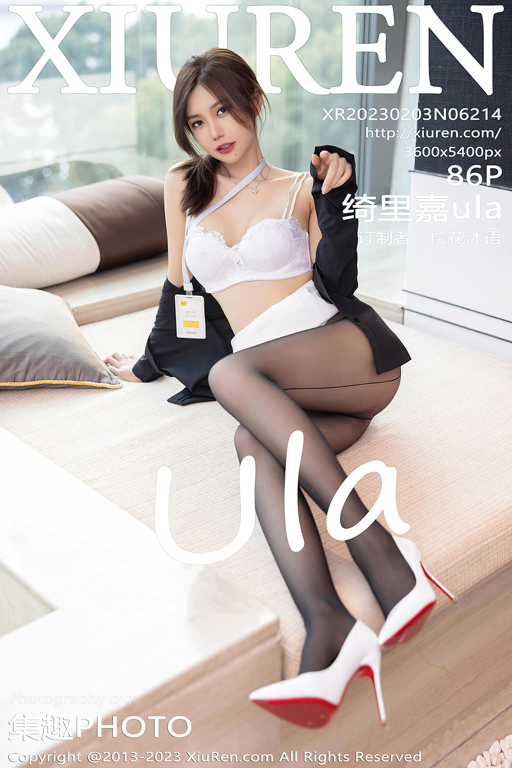 [XiuRen秀人网]2023.02.03 NO.6214 绮里嘉ula 白色OL制服与蕾丝内衣加黑丝美腿性感私房写真集-秀人网官方网站